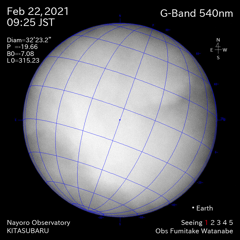 2021年2月22日540nm波長の太陽