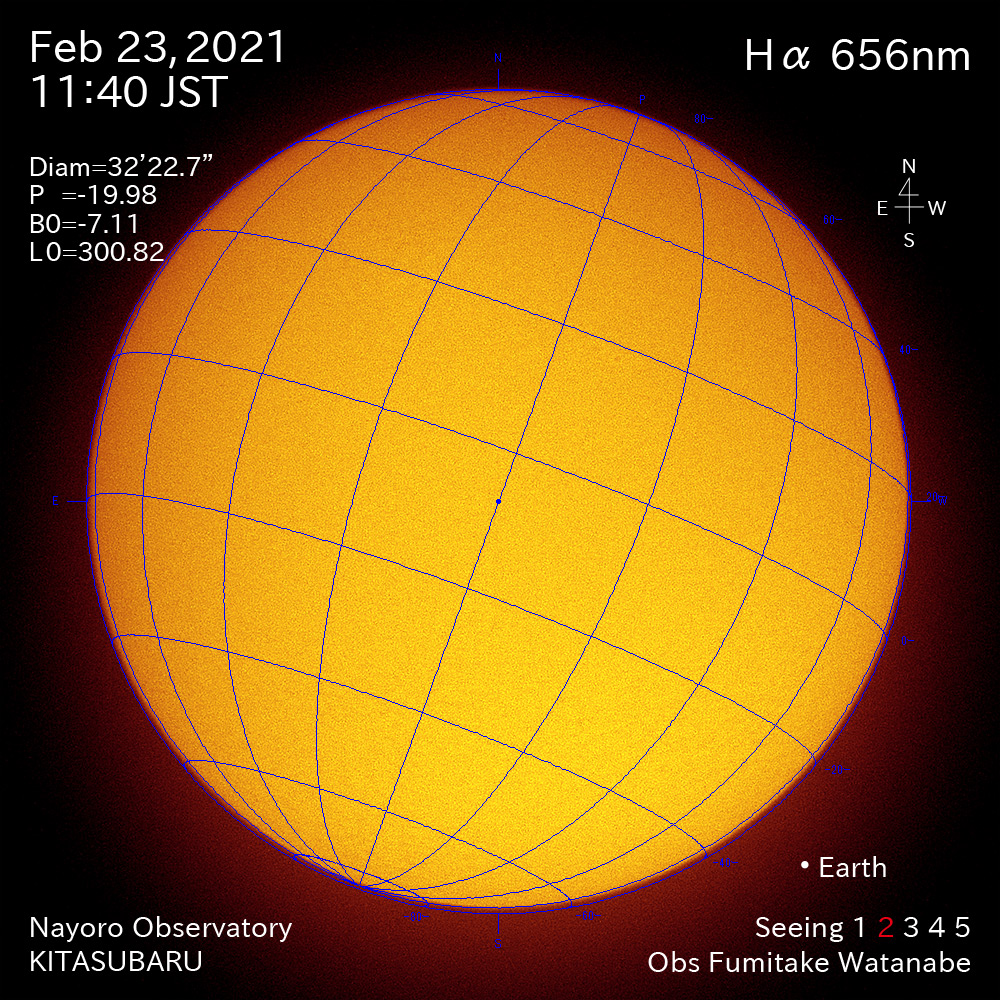 2021年2月23日Ha波長の太陽