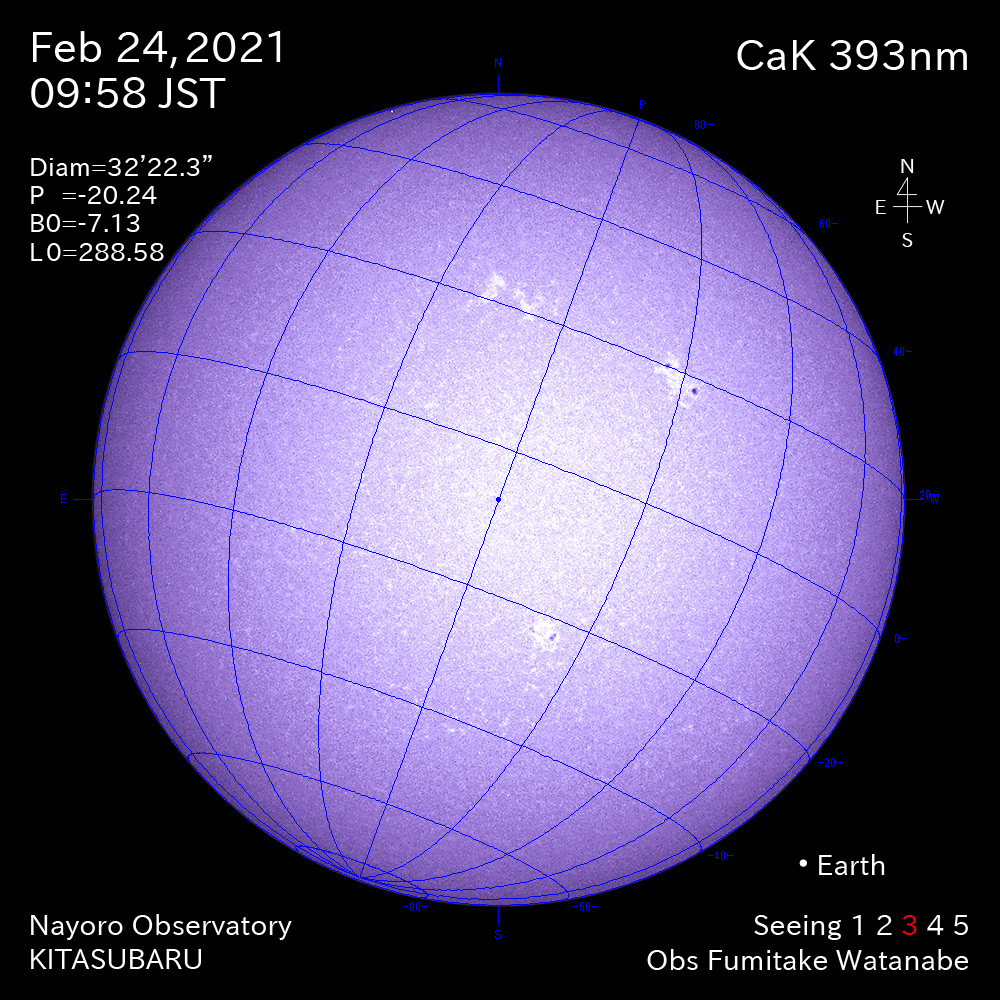 2021年2月24日CaK波長の太陽