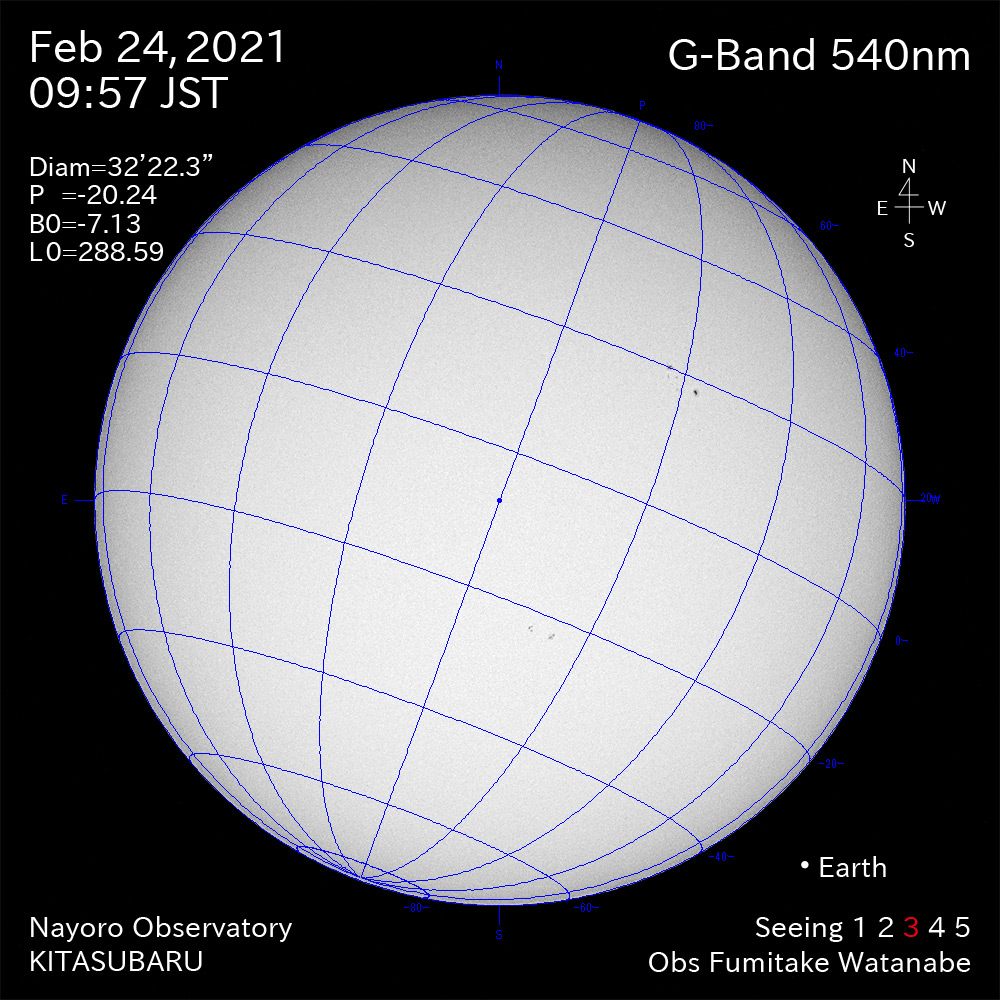 2021年2月24日540nm波長の太陽