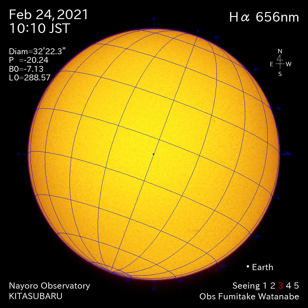 2021年2月24日Ha波長の太陽