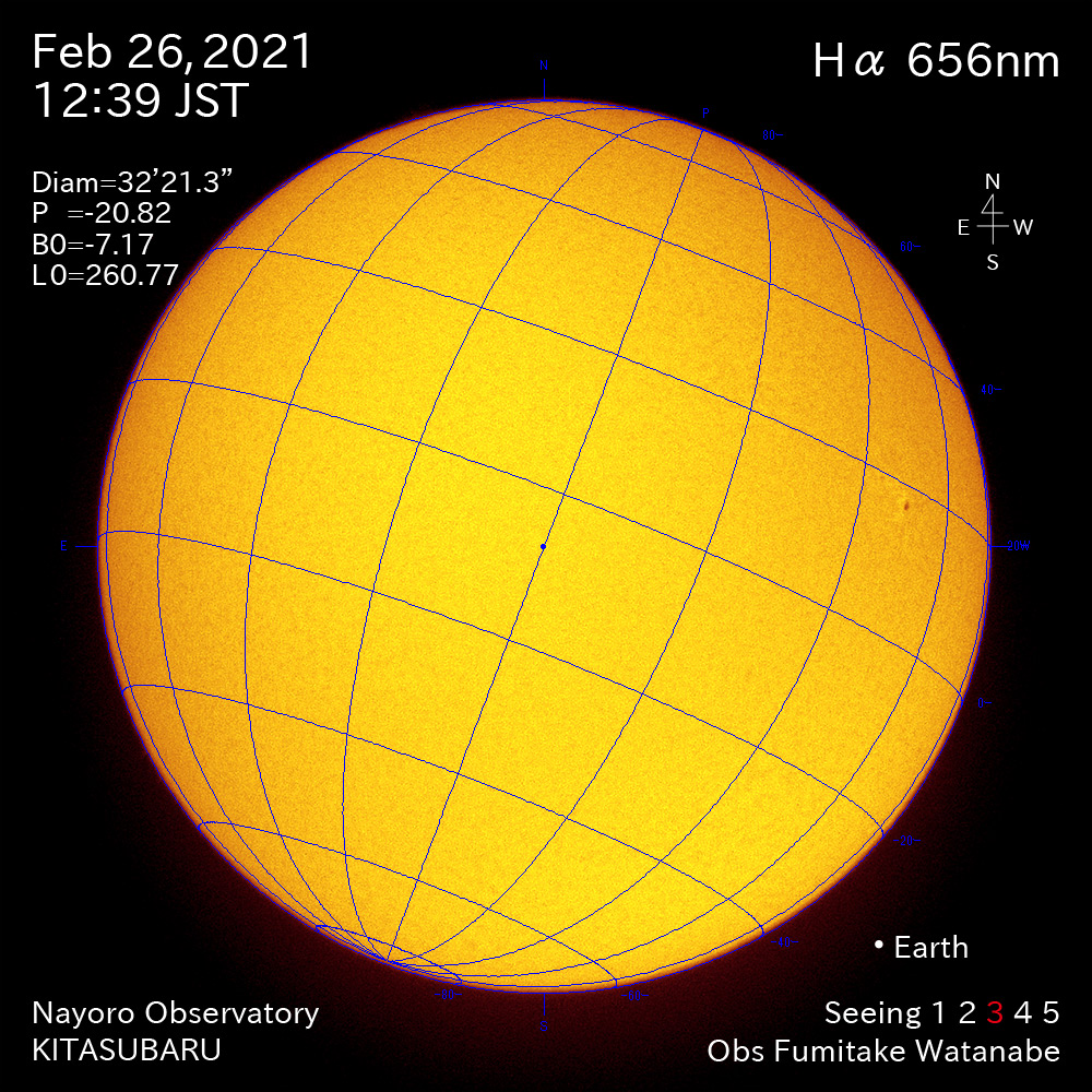 2021年2月26日Ha波長の太陽