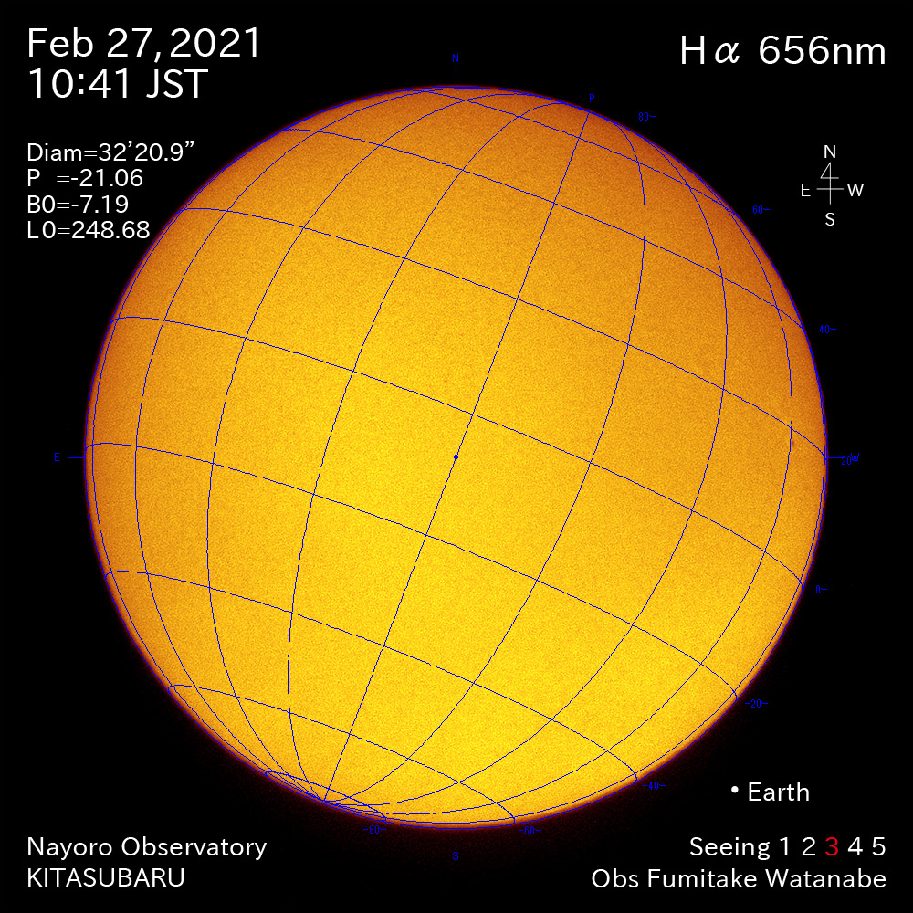 2021年2月27日Ha波長の太陽
