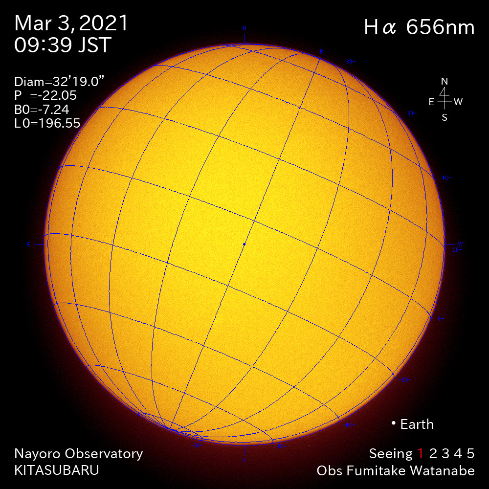 2021年3月3日Ha波長の太陽
