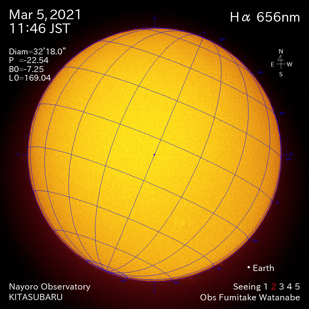 2021年3月5日Ha波長の太陽
