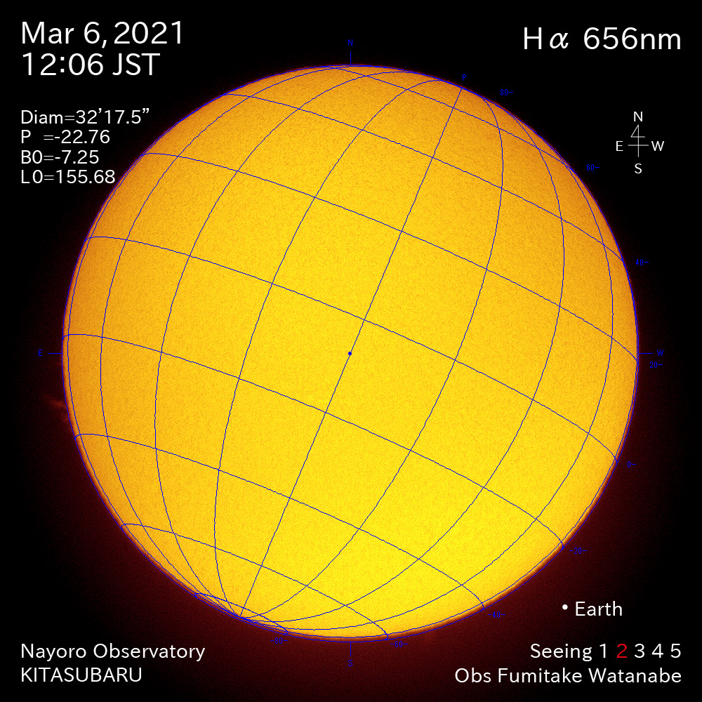 2021年3月6日Ha波長の太陽