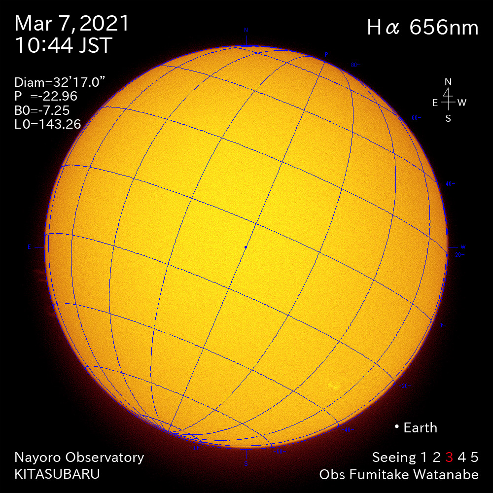 2021年3月7日Ha波長の太陽