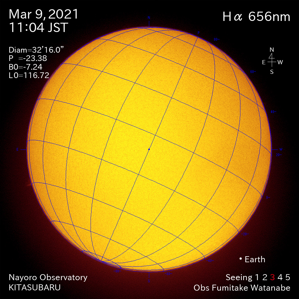 2021年3月9日Ha波長の太陽