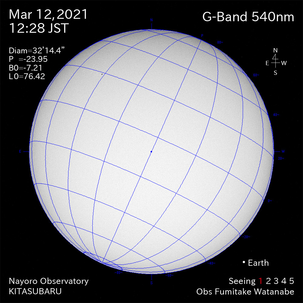 2021年3月12日540nm波長の太陽