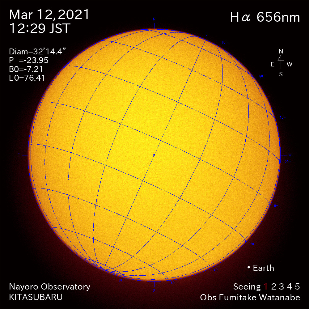 2021年3月12日Ha波長の太陽
