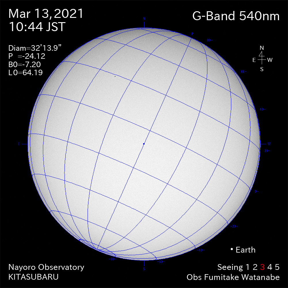 2021年3月13日540nm波長の太陽