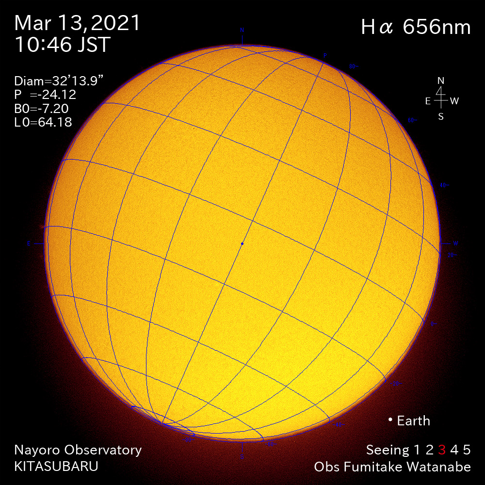 2021年3月13日Ha波長の太陽