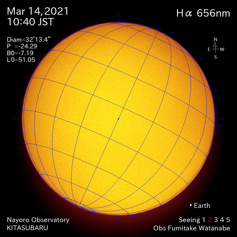 2021年3月14日Ha波長の太陽