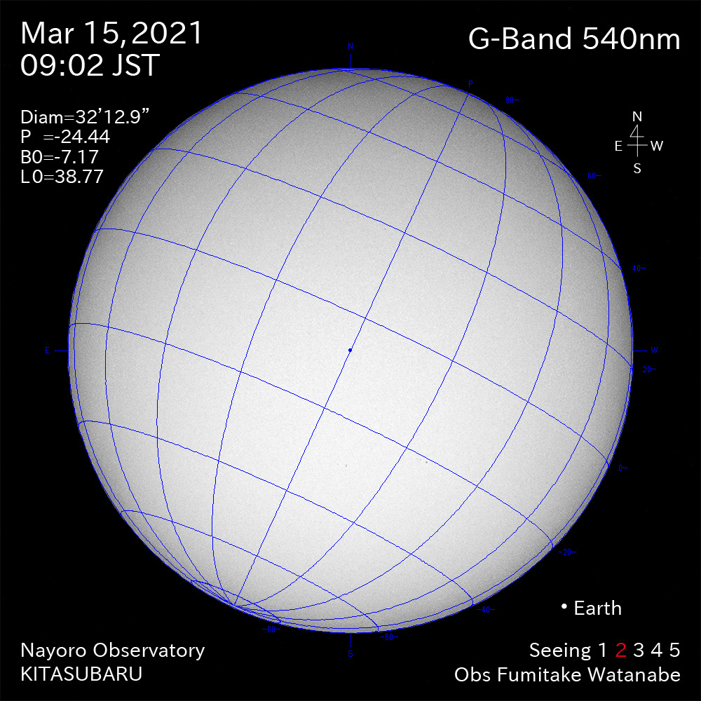 2021年3月15日540nm波長の太陽