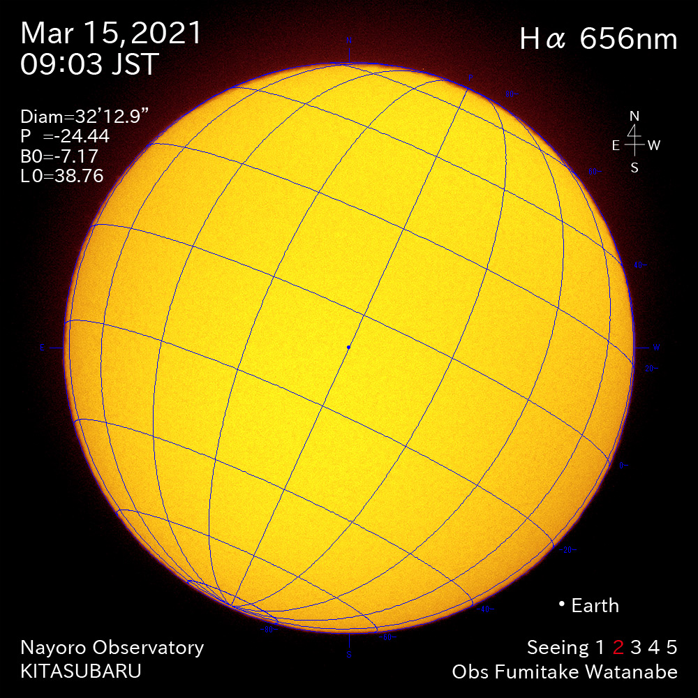2021年3月15日Ha波長の太陽