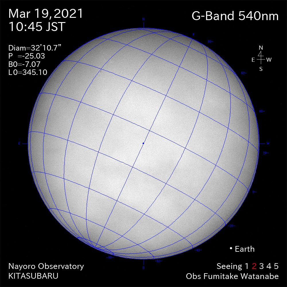 2021年3月19日540nm波長の太陽