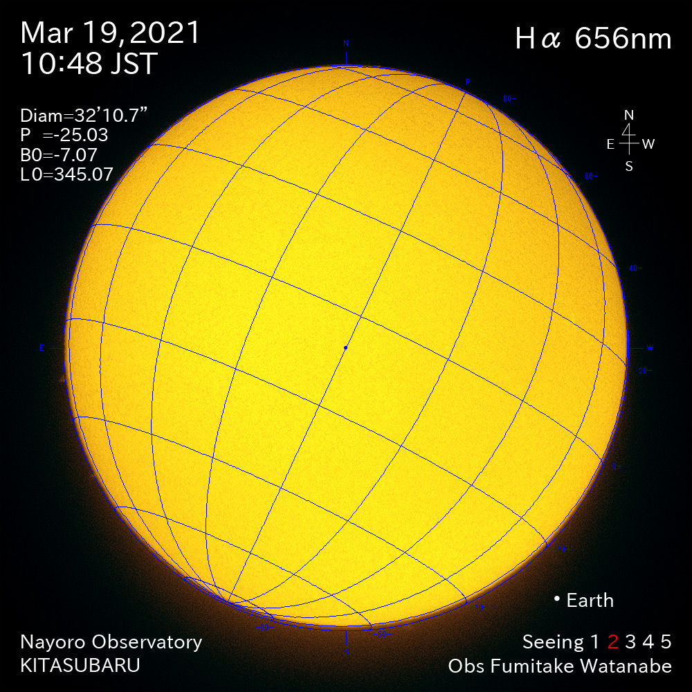 2021年3月19日Ha波長の太陽