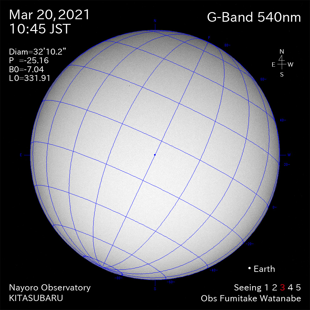 2021年3月20日540nm波長の太陽