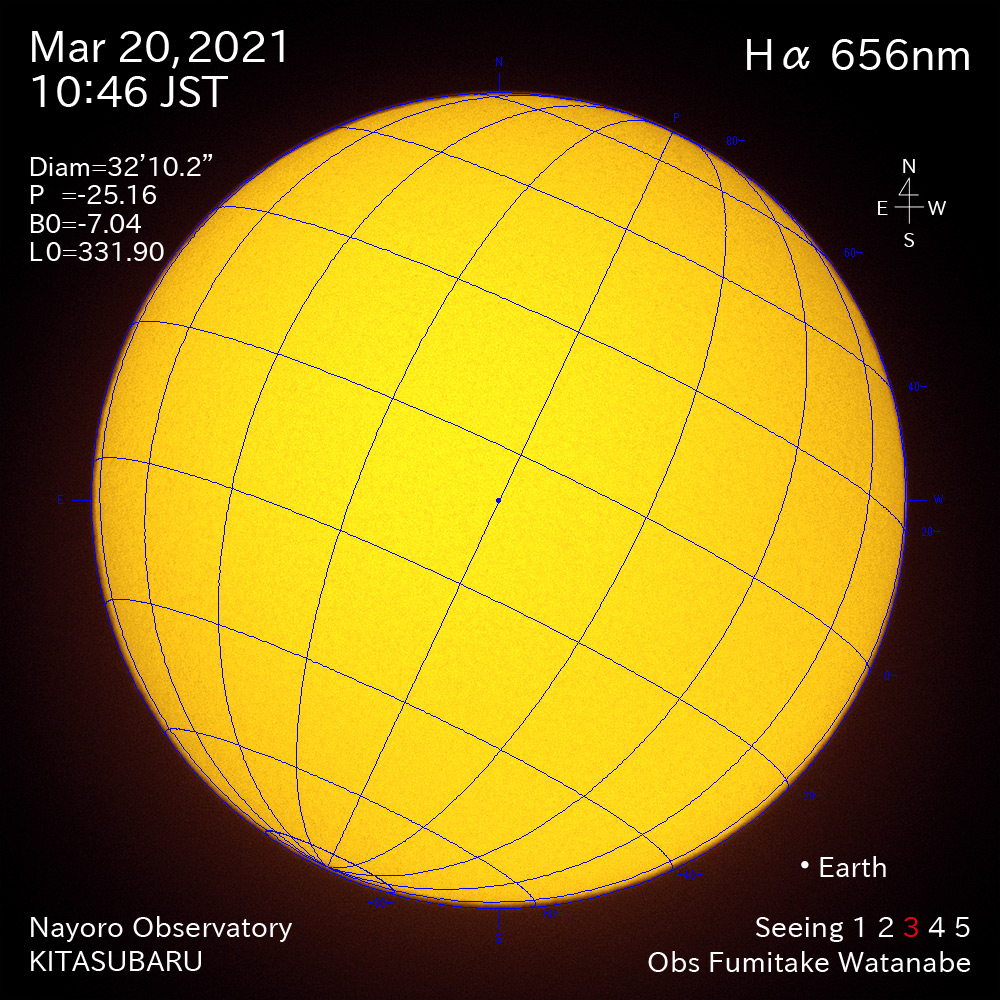 2021年3月20日Ha波長の太陽