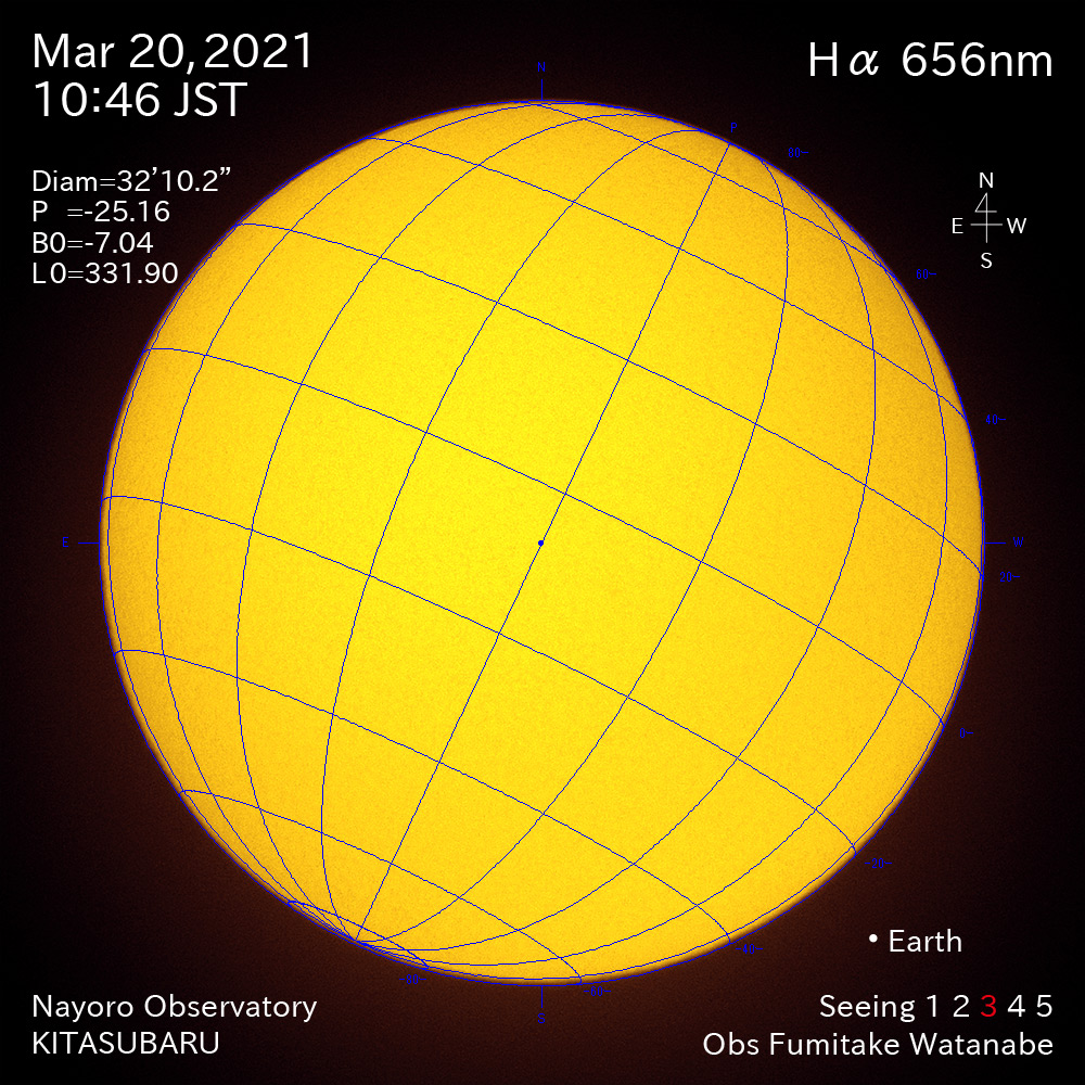 2021年3月20日Ha波長の太陽