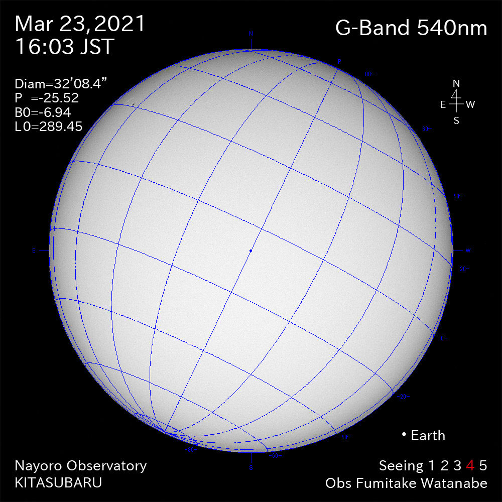 2021年3月23日540nm波長の太陽