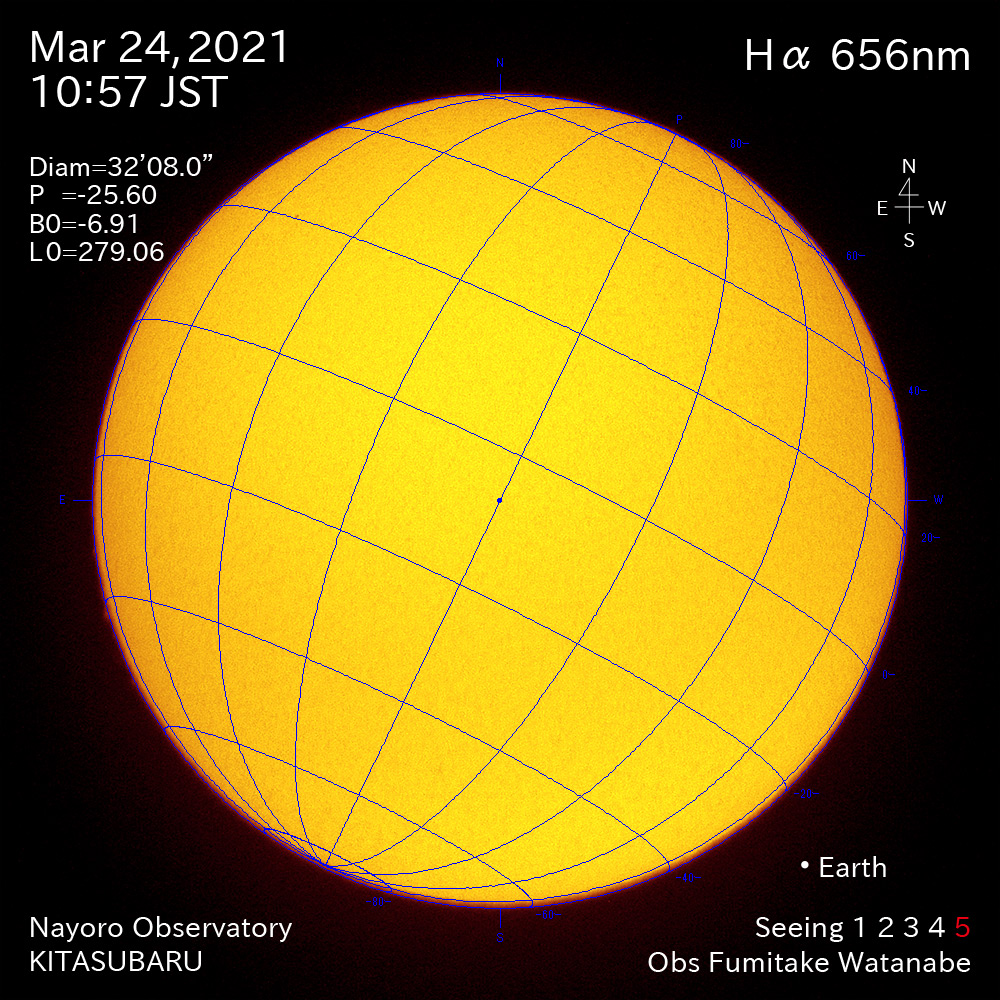 2021年3月24日Ha波長の太陽