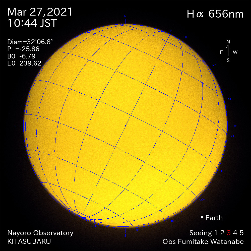2021年3月27日Ha波長の太陽