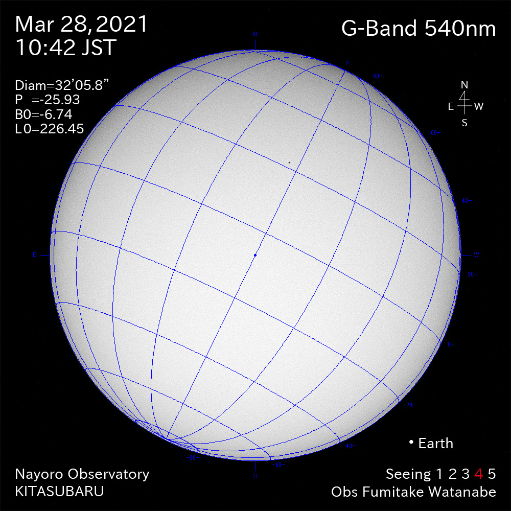 2021年3月28日540nm波長の太陽