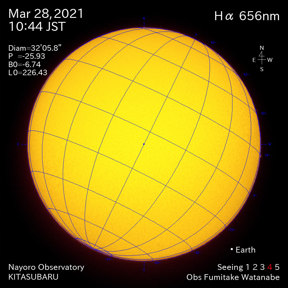 2021年3月28日Ha波長の太陽