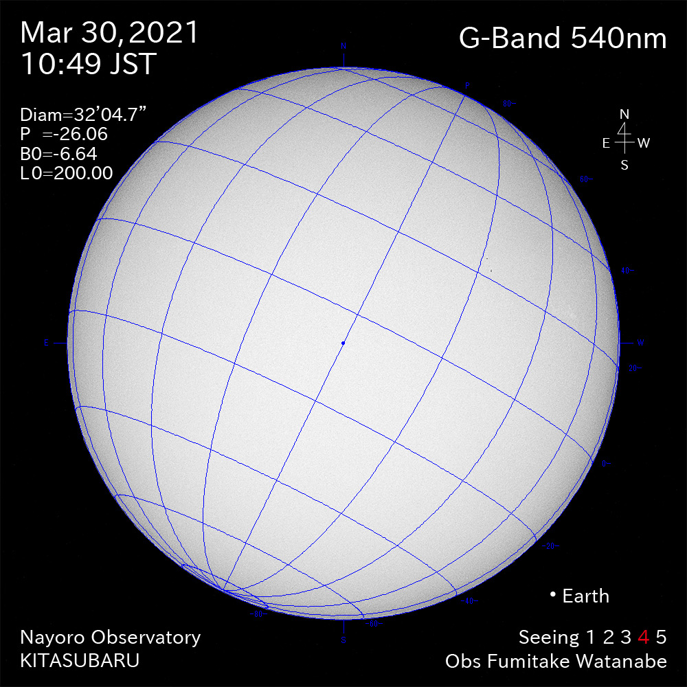 2021年3月30日540nm波長の太陽