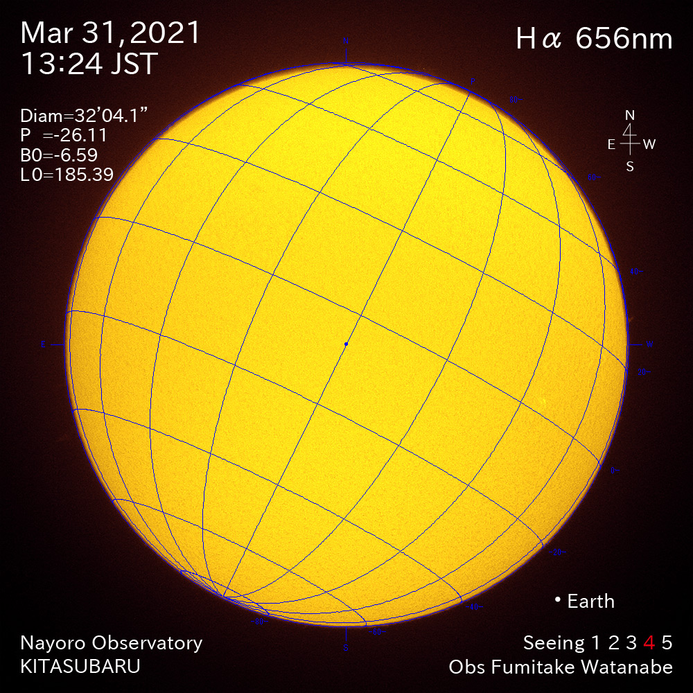 2021年3月31日Ha波長の太陽