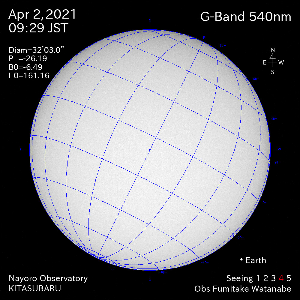 2021年4月2日540nm波長の太陽