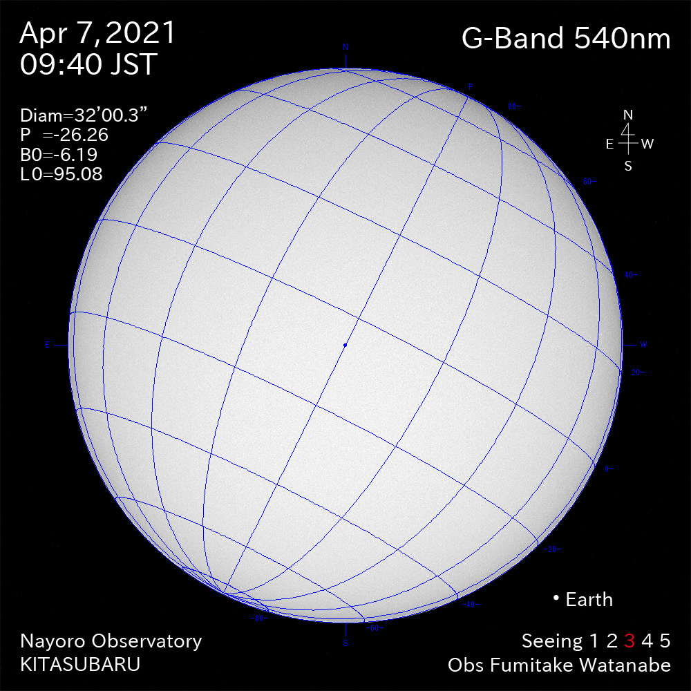 2021年4月7日540nm波長の太陽