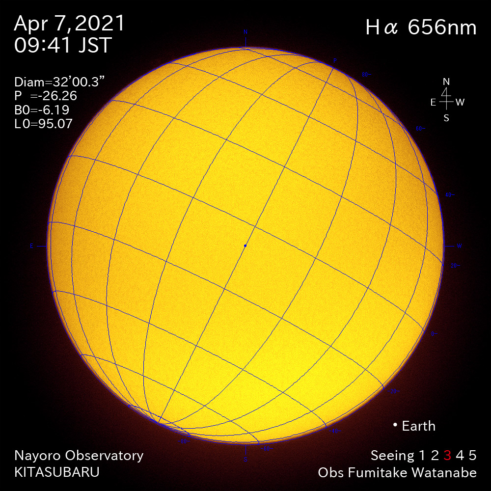 2021年4月7日Ha波長の太陽