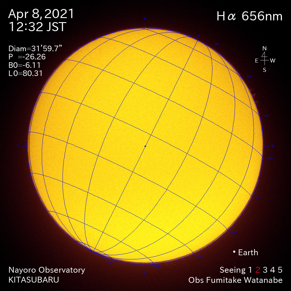 2021年4月8日Ha波長の太陽