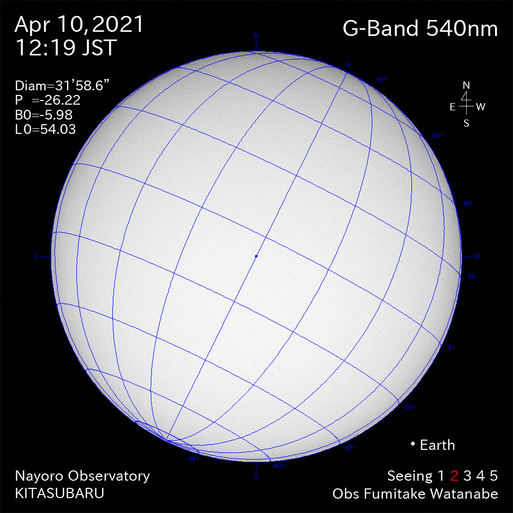 2021年4月10日540nm波長の太陽