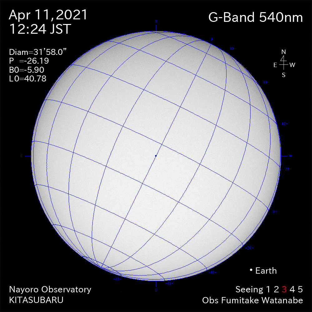 2021年4月11日540nm波長の太陽