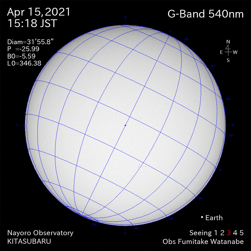 2021年4月15日540nm波長の太陽