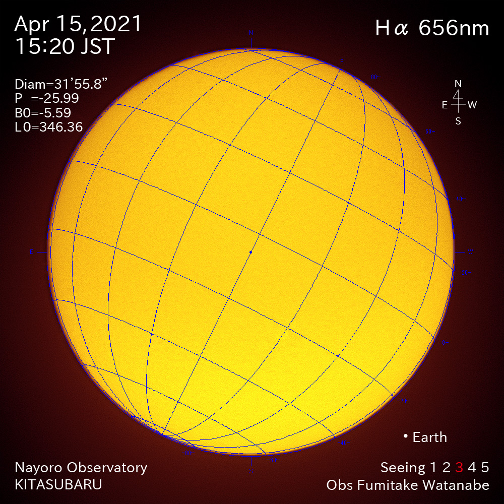2021年4月15日Ha波長の太陽
