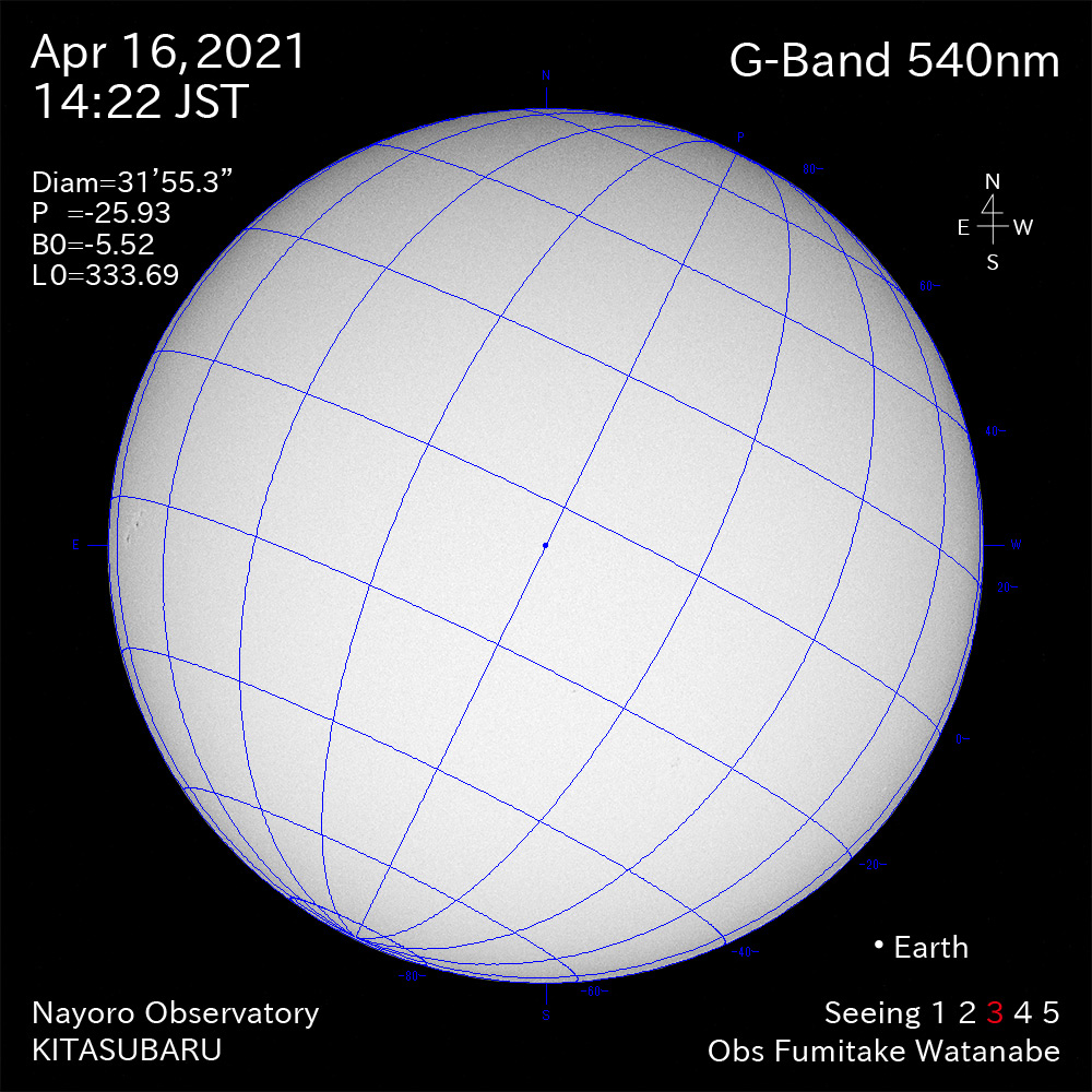 2021年4月16日540nm波長の太陽