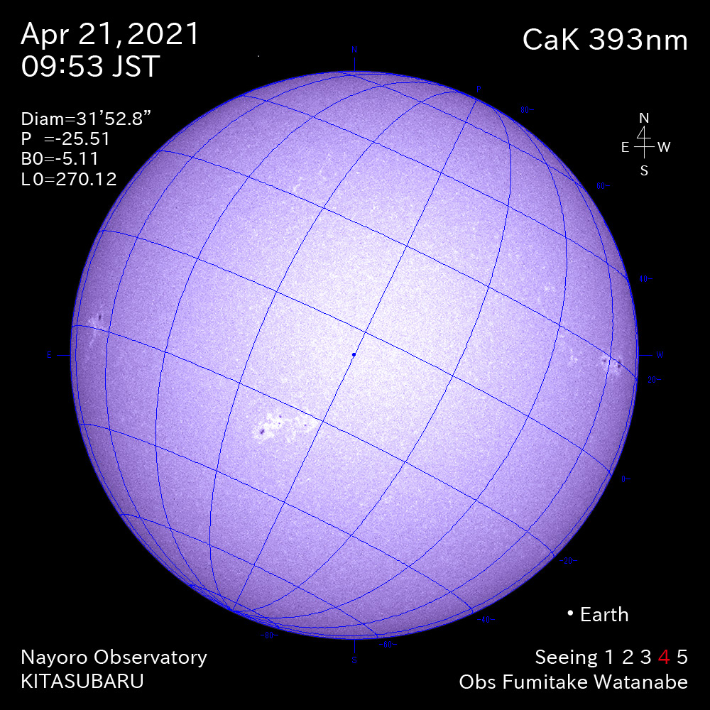 2021年4月21日CaK波長の太陽