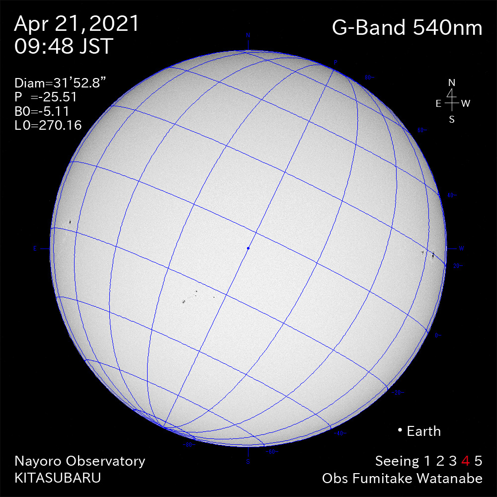 2021年4月21日540nm波長の太陽