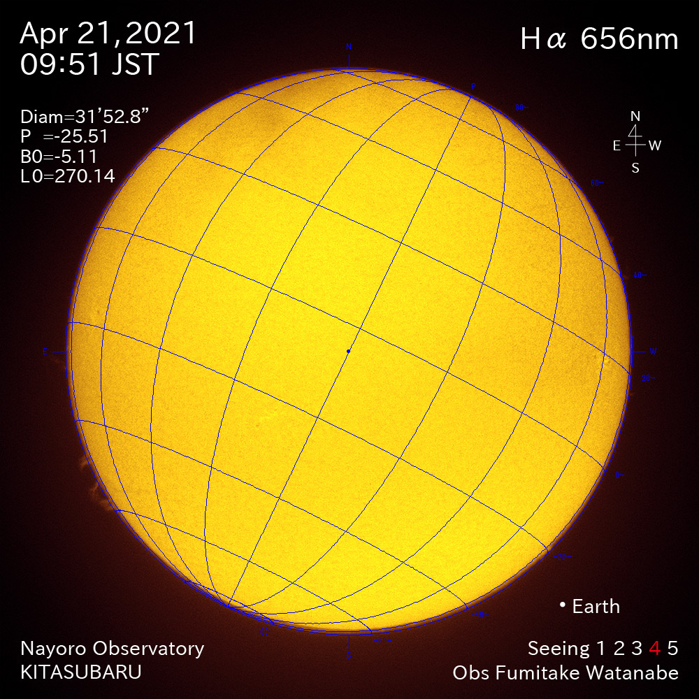 2021年4月21日Ha波長の太陽