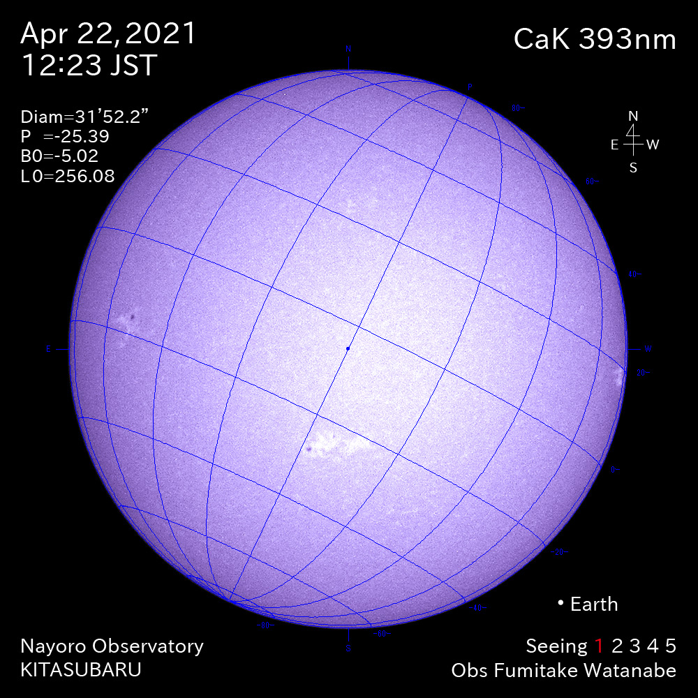 2021年4月22日CaK波長の太陽