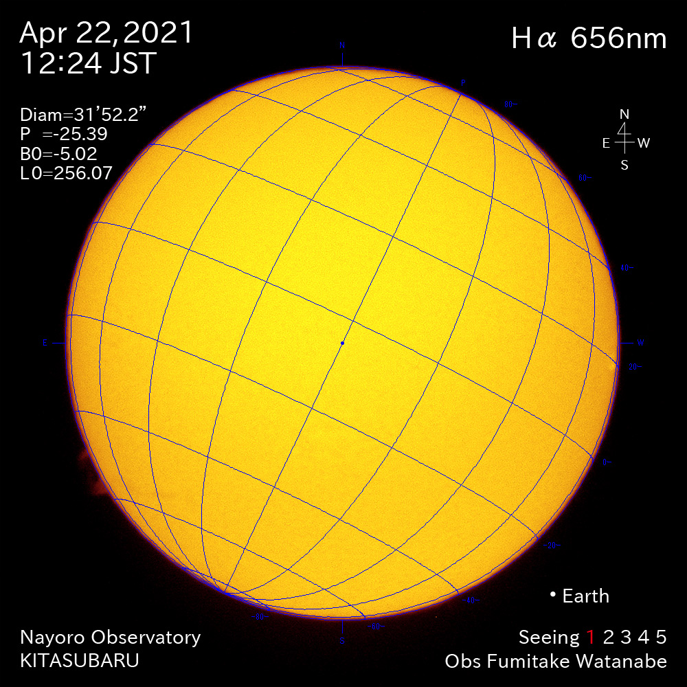 2021年4月22日Ha波長の太陽