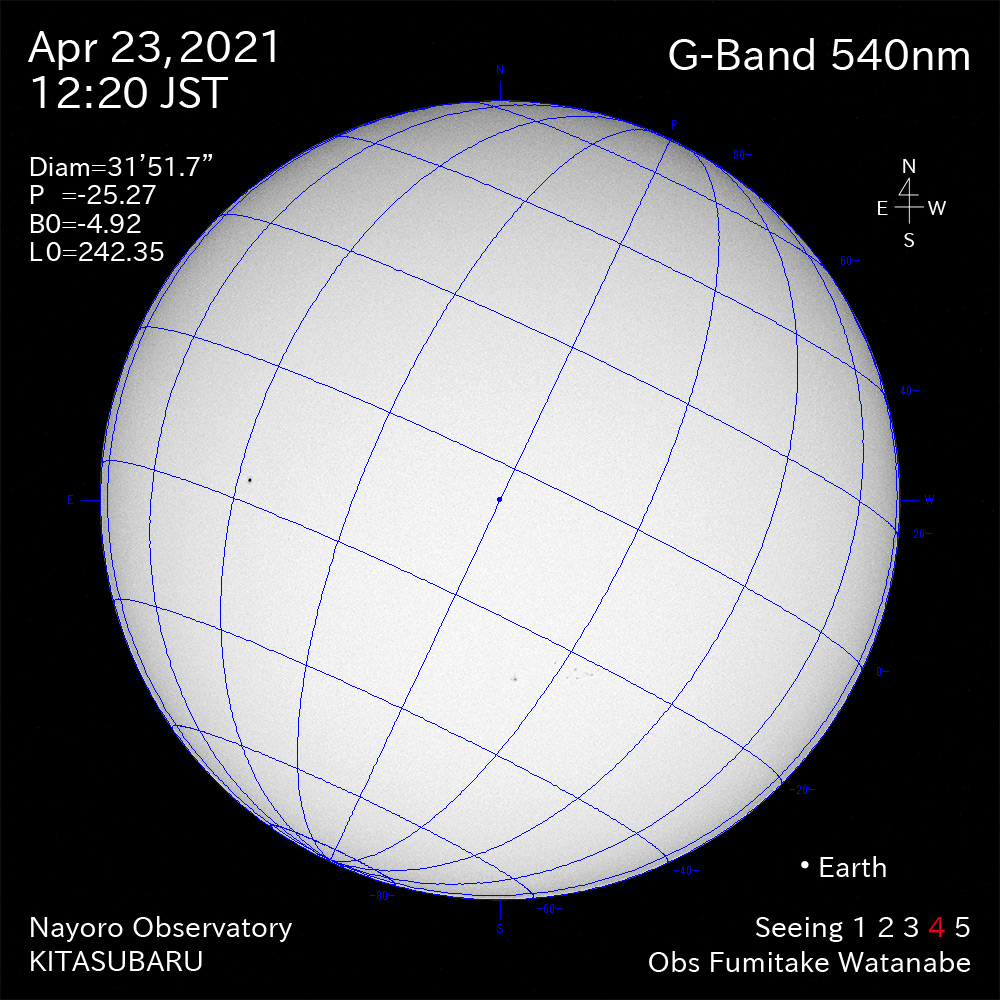 2021年4月23日540nm波長の太陽