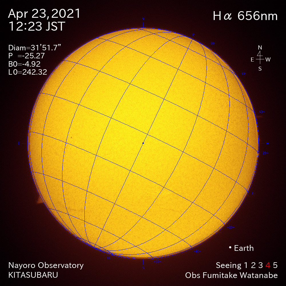 2021年4月23日Ha波長の太陽