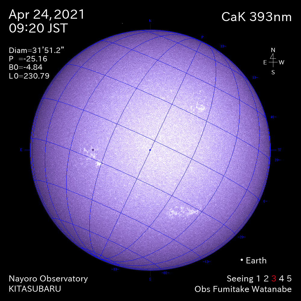 2021年4月24日CaK波長の太陽