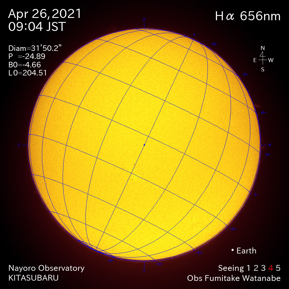 2021年4月26日Ha波長の太陽
