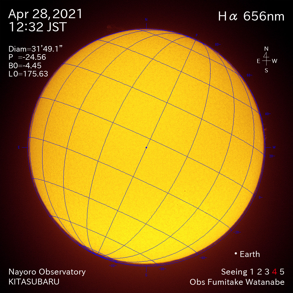 2021年4月28日Ha波長の太陽